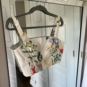 Dynamite Cream and Blue Bustier Tank Top